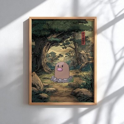 Diglett Art Print | Pokémon Wall Decor Poster | Cute Anime Gift for Fans