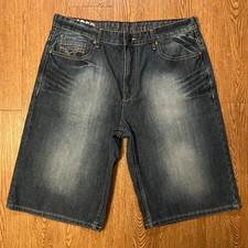 VTG Ecko Unltd Denim Shorts Mens 36 Baggy Jorts Y2K Hip Hop Skater Wide Leg