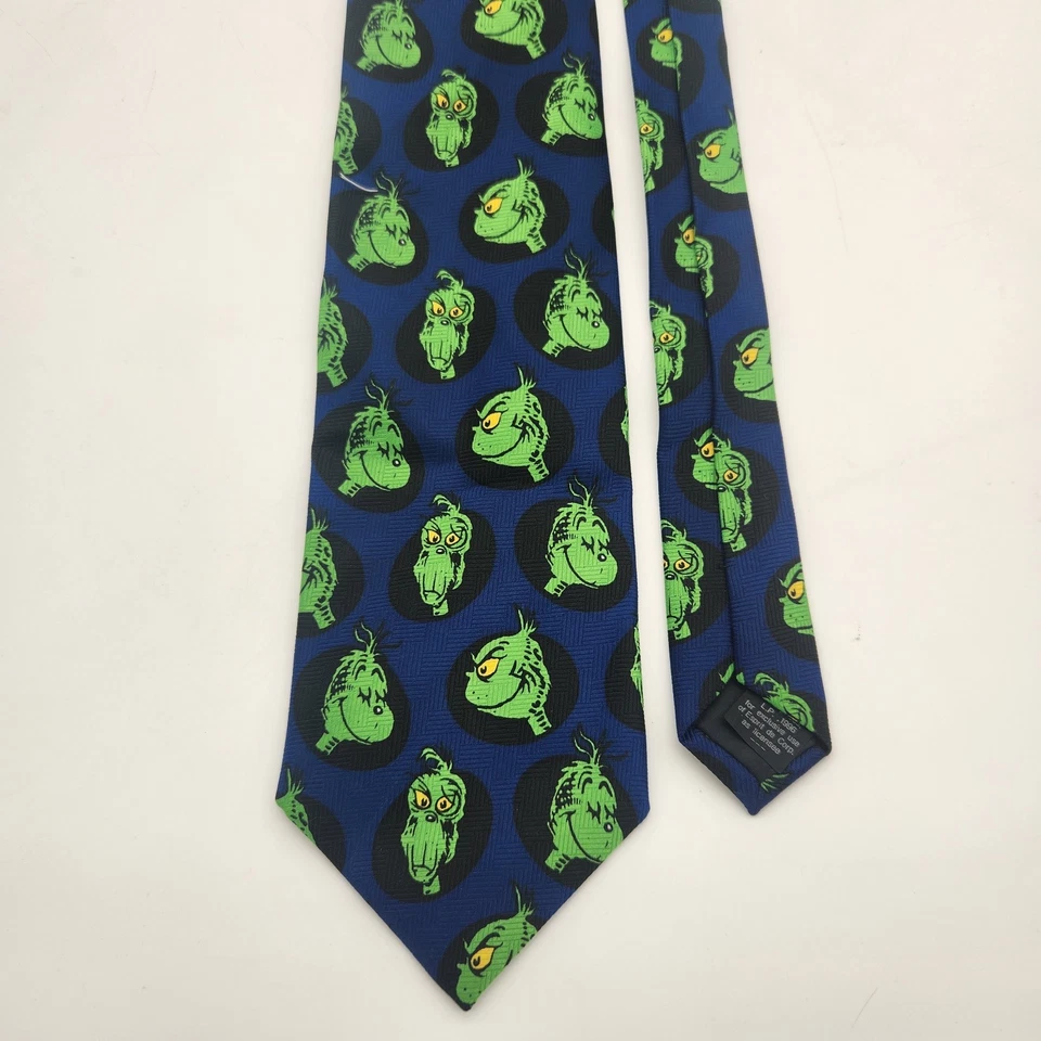 Corbata de poliéster vintage azul marca Dr Seuss How The Grinch robó Navidad Foto 2 de 4
