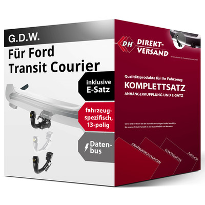 Für Transit Courier V769 (G.D.W.) Anhängerkupplung abnehmbar + E-Satz 13pol Set