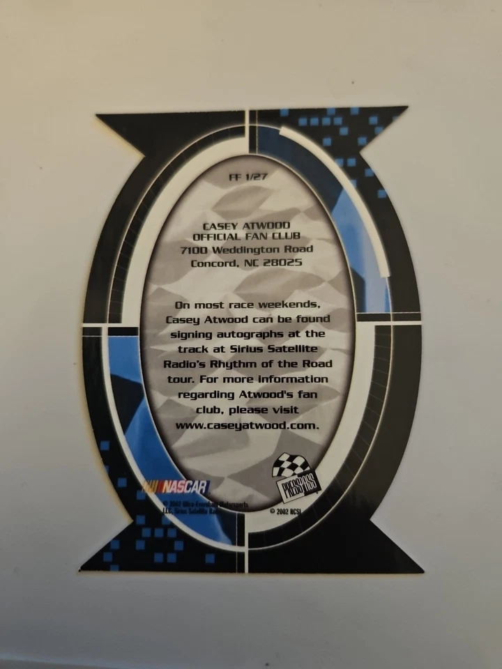 2002 Press Pass Optima Fan Favorite Casey Atwood Autographed #FF1 Trading Card - Image 4 of 4