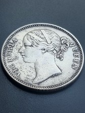1840 Victoria Queen One Rupee Silver-Rare 35 Berries-Raised W.W. Obv (PR-42 ) VF