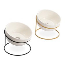 Tilted Pet Bowls with Stand Set of 2 - Elevated Ceramic Cat Food Bowl Set for...