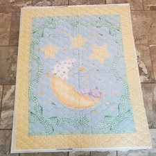 VIP Cranston Print "Ready To Finish" Moon  Stars Baby Crib Quilt 43 x 35"