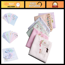 Soft Cotton Handkerchiefs for Women - Assorted Novelty Embroidered Scalloped Han