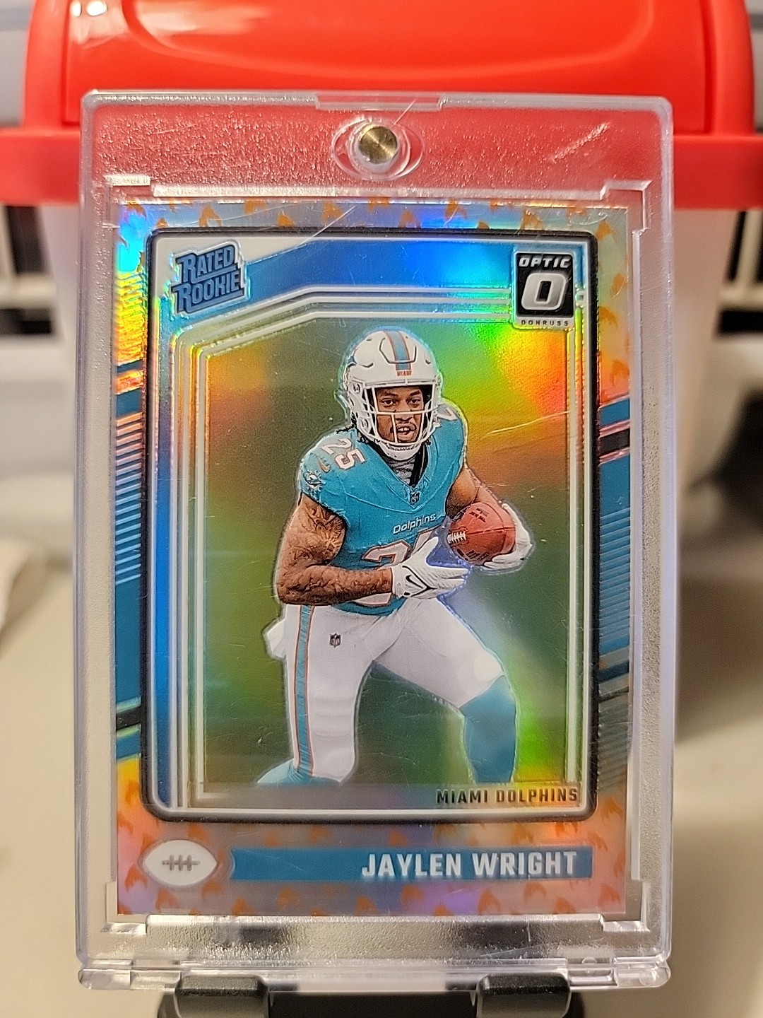 2024 Panini Donruss Optic - Rated Rookie Jaylen Wright #249 Fire Prizm (RC)