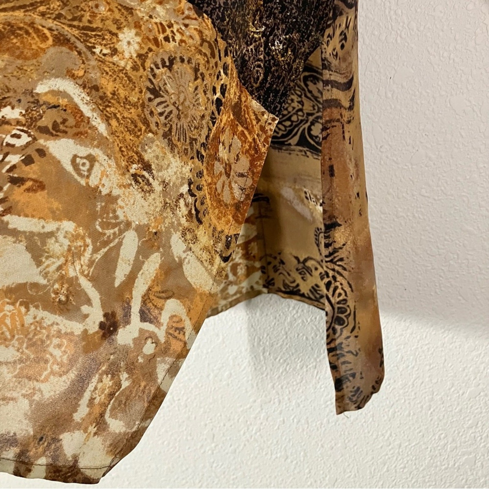 CHICO'S Patchwork Tunic Top Silk Linen Beaded Blo… - image 11