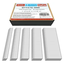 5000 pcs 18 Gauge Brad Nails (1/2",3/4",1",1-1/4",2") Galvanized 18 GA Nail G...