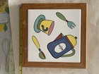 Vintage Tile Trivet Hot Plate Wall Art Hanging in Oak Frame "Coffee" 7.5"x 7" — photo 6