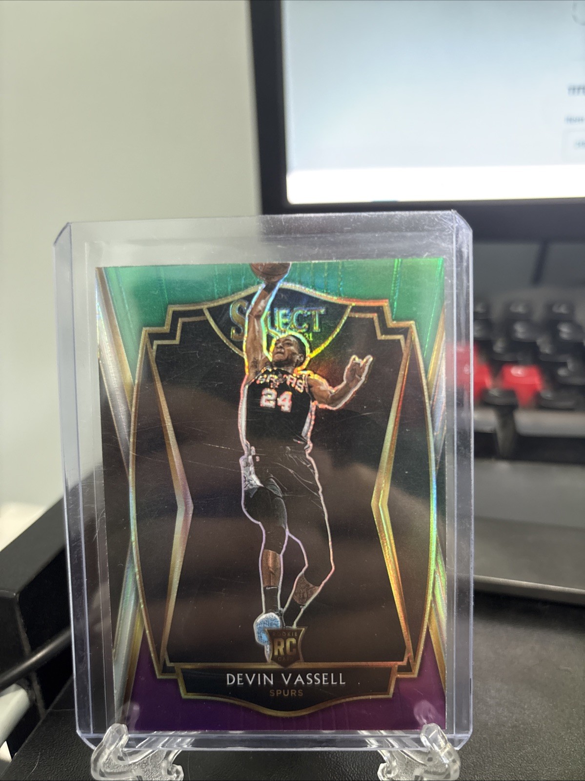 2020 Select Premier Level Green White Purple Prizm Devin Vassell #179 Rookie RC