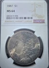 1887 Morgan Silver Dollar- PCGS  MS 64  +  Awesome Eye Appeal -Plus Grade