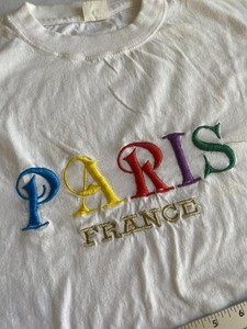 White Embroidered Paris France Sweatshirt Medium