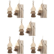 5Pcs Multi Tassel Keychain Charms for Bag Purse Pendant Decorative Accessories