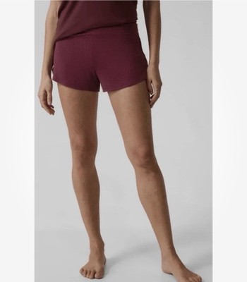 Athleta Women s Sleep Short Pajama 1X Burgundy Red Lounge Soft Comfy Cozy