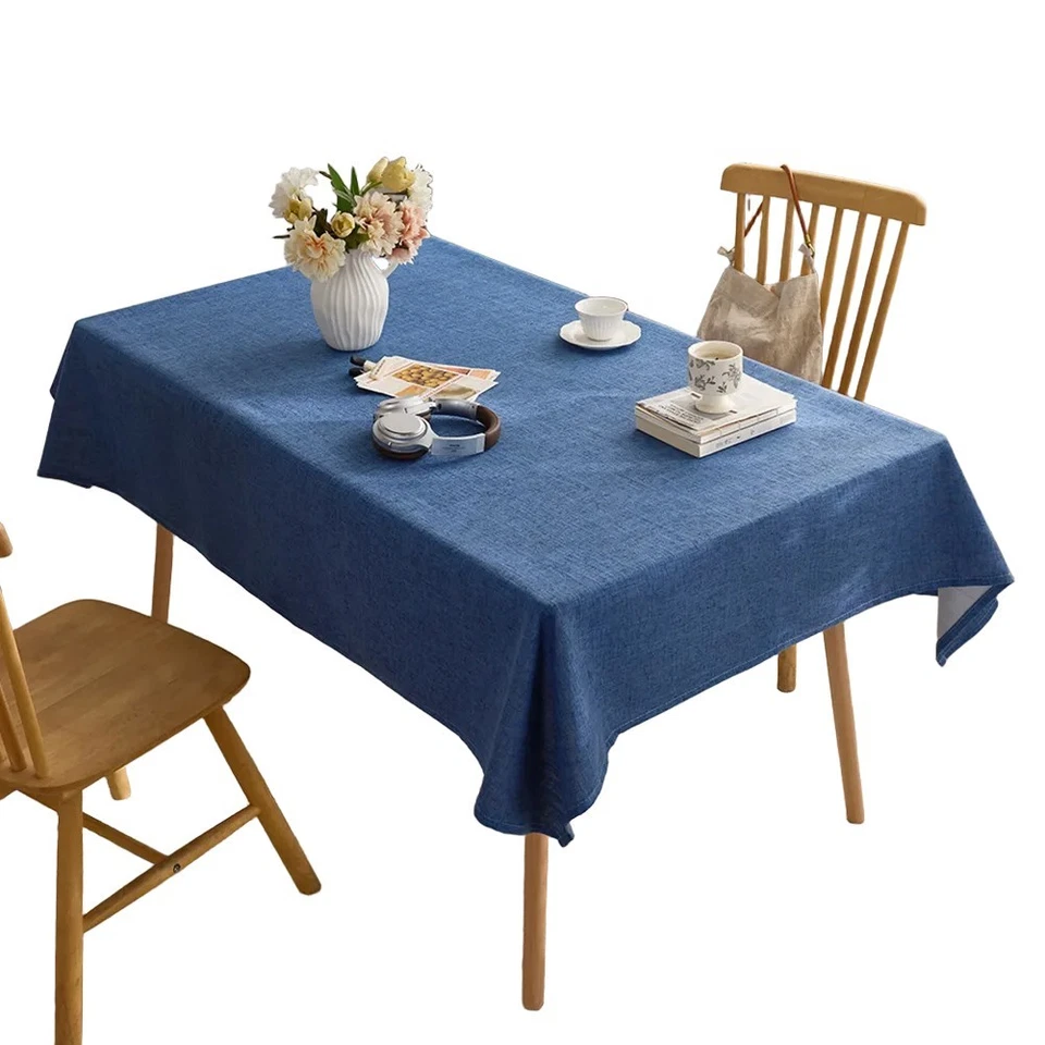 Solid Color Thick Tablecloth for Rectangular For Coffee and Dining Tables - Image 3 of 4