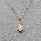Vintage Avon Teardrop Opal Pendant Necklace 16 in Estate Costume Jewelry