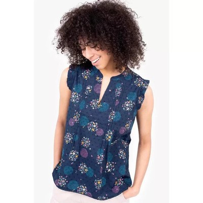 Brakeburn Damen marineblau Blumenmuster ärmelloses Top Emma Bluse BRANDNEU UK 8