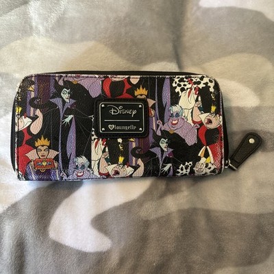 Loungefly Disney Villains All Over Print Wallet 8  X 4 Ursula Maleficent Cruella