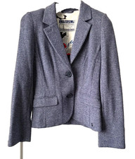 Joules Tailored Herringbone Blazer in Heather Blue size US 2 UK6
