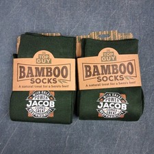 2 Pairs Bamboo Socks Men's 7-12 "Jacob" Green Crew Socks Soft Breathable Gift
