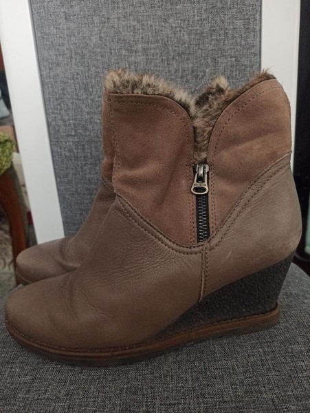 Women Hispanitas Wedge Boots Beige Leather 39