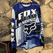 Vintage Team Fox Racing Motocross Jersey size 2XL Blue MX Dirt Bike Shirt