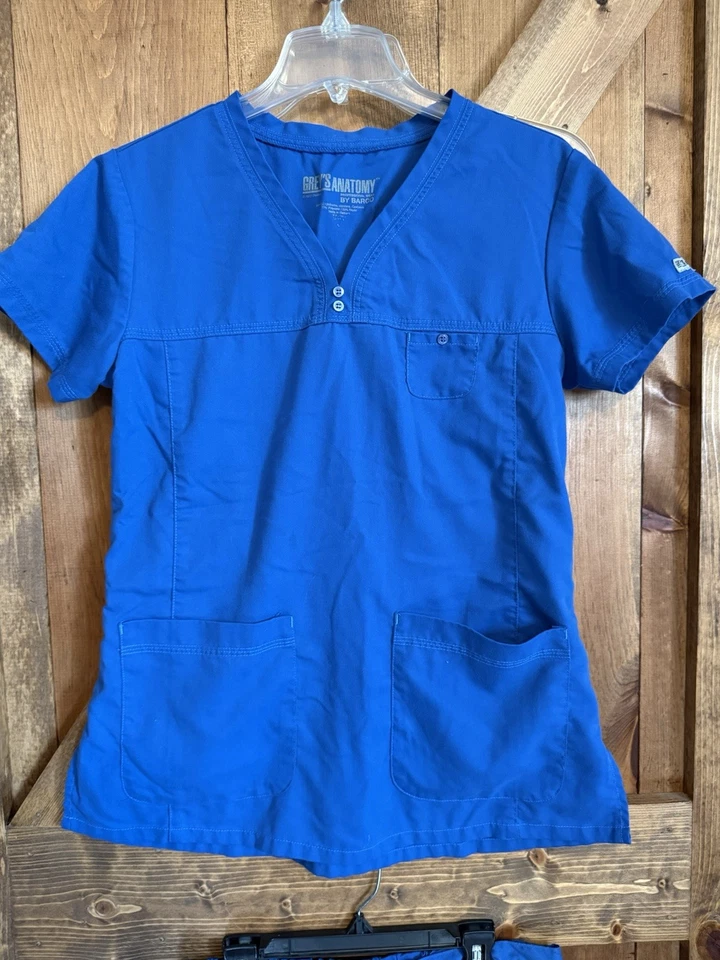 Grey's Anatomy Scrub Set Top and Bottoms, Size Small, Blue - Image 2 of 4
