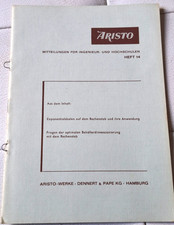 ARISTO Mitteilungen Heft 14 Dennert &Pape Hamburg 10/1971 Rechenschieber Rarität