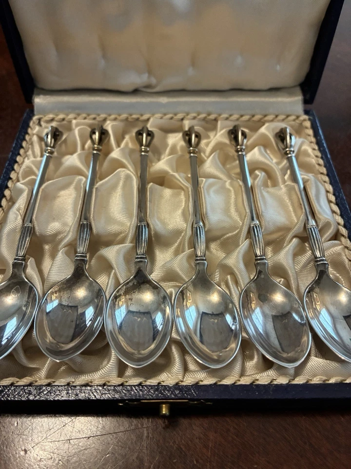 Vintage W&S Sorensen Sterling Silver Demitasse Spoons Golden Crown Denmark - Image 2 of 4