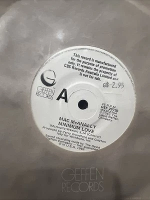 Mac McAnally Minimum Love Promo Vinyl 7โ Single Vinyl Record Geffen 1983 RARE - image 1 of 4