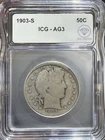 1903 S Barber Half Dollar ICG AG-3 IDC Verified