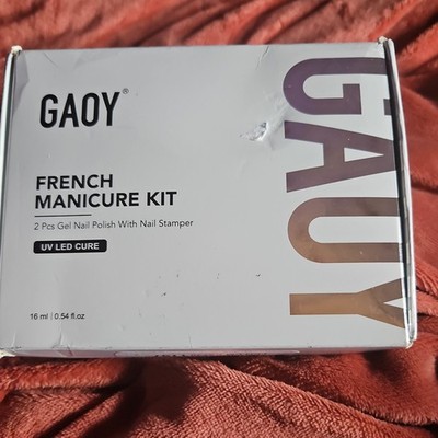 GAOY French Manicure Kit Gel Nail Polish Set with Nail Stamper Shiny Effect 16ml