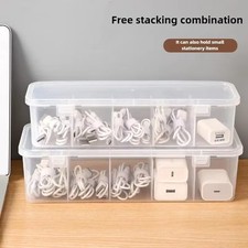 Transparent Cable Organizer Box Dustproof Storage Case With Lid For Home Office