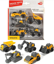Set 5 Vehicles Volvo Roller, Dump Truck, Excavator, Bulldozer Dickie Toys