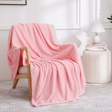 Flannel Fleece Throw Blanket Light Pink Valentines Gifts Mom 50x60 Inch