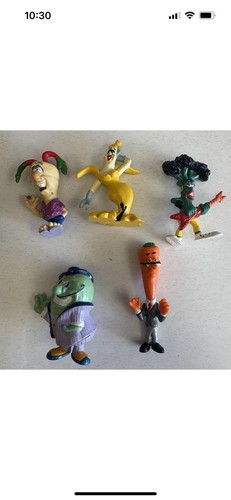 Lot Of (5) Rare Vtg CA Raisins Figures Cecil Carrot Figures, Lima Bean Leonard +