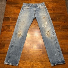 Vintage 90s Y2k Levis 501XX Denim Blue Jeans Distressed 31  x32  1997