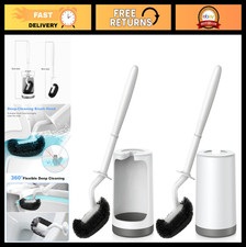 Toilet Bowl Brush Holder Set - Curved Design for Deep Cleaning - Compact Scrubbe
