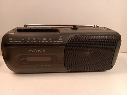 Sony CFM-155 AM/FM Radio Cassette w/ AC Cord - Portable Runs Also On Battery