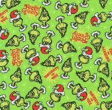 Feeling Grinchy, The Grinch Stole Christmas Fabric by Robert Kaufman, Half Yard