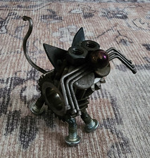 Cat Whiskers Metal Steel Sculpture Figurine Home Decor Animal