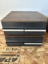 2 Vintage Kenmark Industrial Co 24 Cassette Tape 2-Drawer Holder Wood Grain