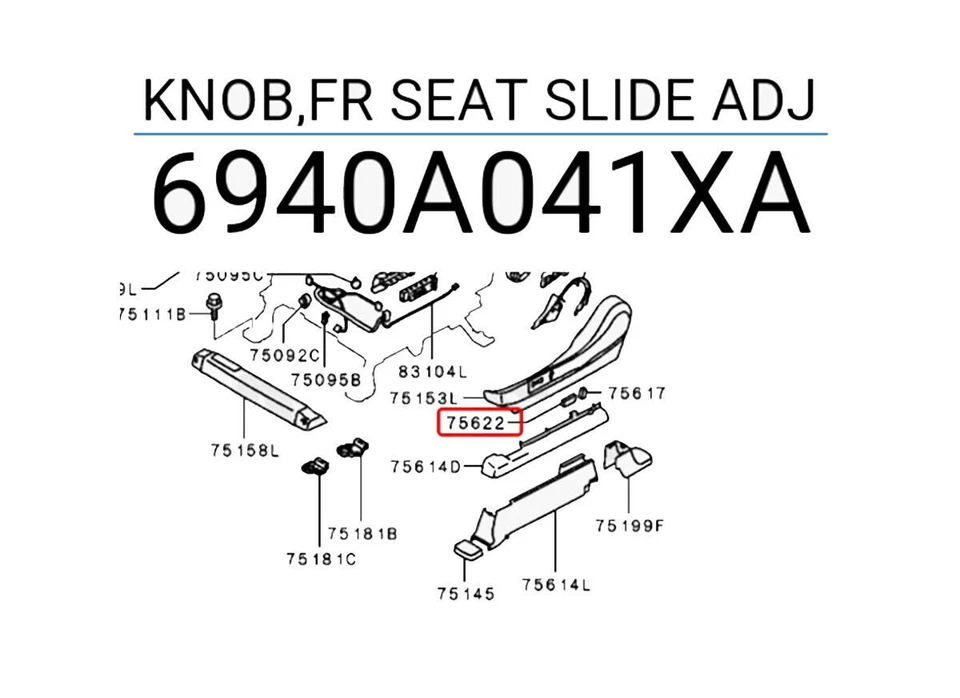 Front Seat Slide Adjuster Knob 6940A041XA For Montero Pajero Sport 08 - 14 - Image 3 of 4