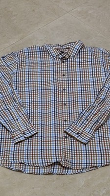 Basic Editions Classic Fit Men s Long Sleeve Plaid Brown & Blue 2XL 