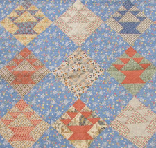 Vintage Basket Pattern Quilt 3 Garment and Feedsack Fabric 62 x 72" 50s