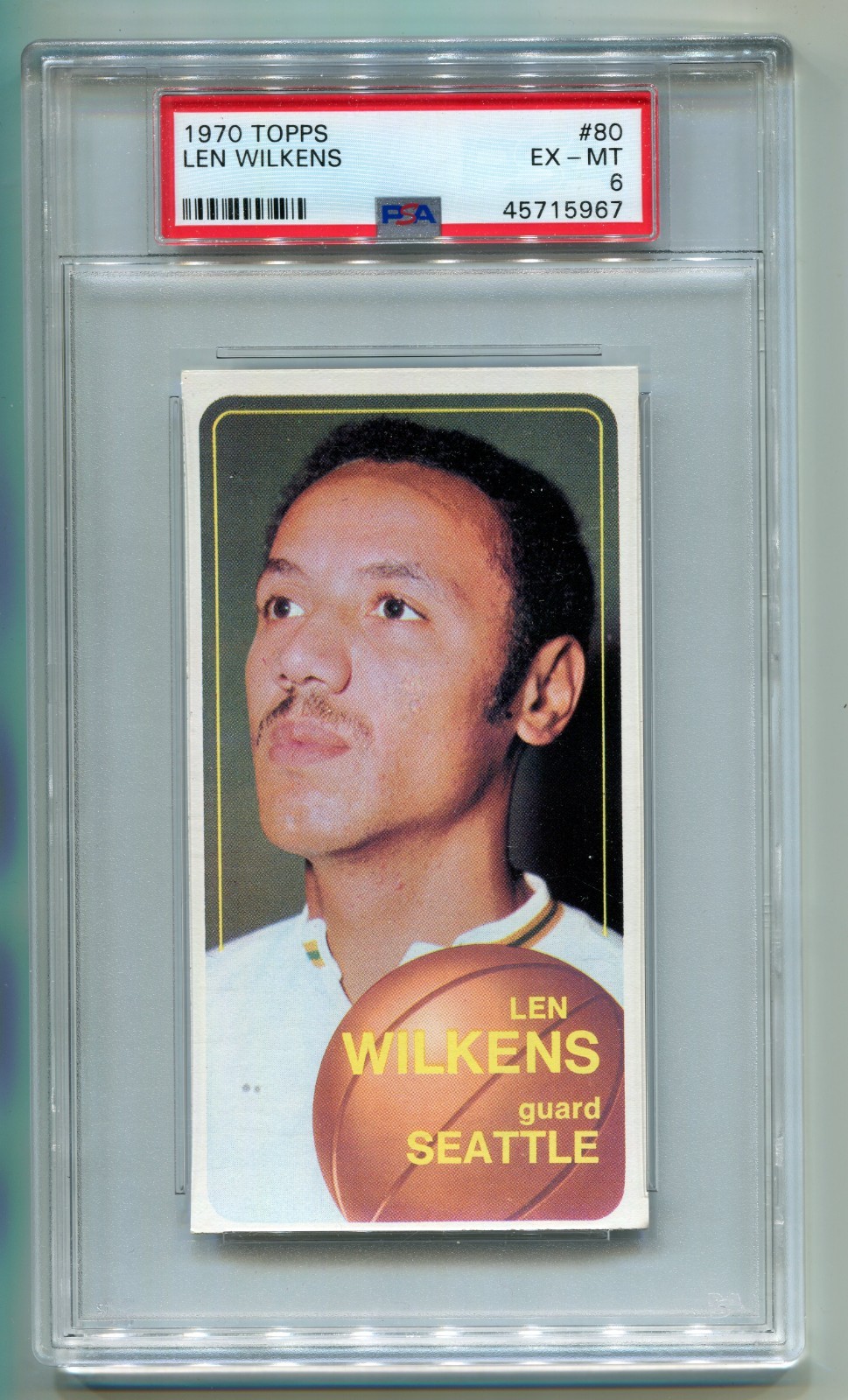 1970 TOPPS BASKETBALL LEN WILKENS #80 SEATTLE SUPER SONICS PSA 6 EX-MT C3