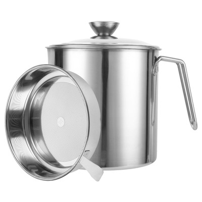 Bacon Grease Container with Strainer, 1.8L/60 Oz Stainless Steel Cooking Oil ...