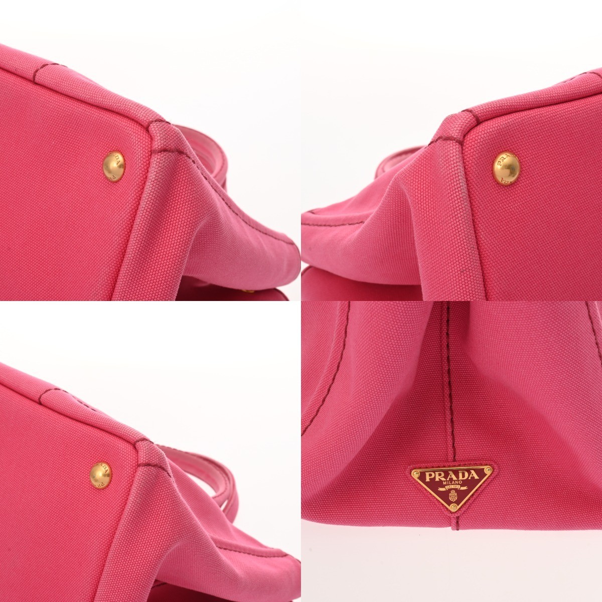PRADA Canapa Large Tote Pink 1BG642 Ladies Canvas Handbag B Rank Used  from japa thumbnail 7
