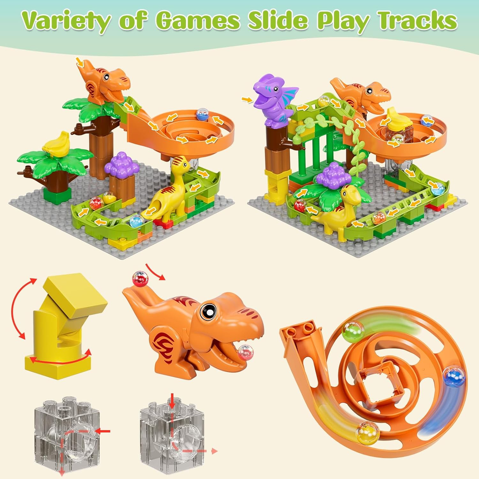 Giocattoli Marble Run Dinosauro Per Bambini 4-7 Anni – Set Costruzioni STEM Con Pista E Dinosauri, Gioco Educativo Regalo Per Ragazzi E Ragazze