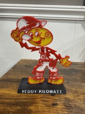 6  Reddy Kilowatt Lineman Mascot Character stand up sign Electrician trade retro